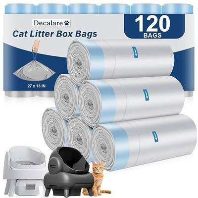 120 Count Cat Litter Box Bags for NeakM1 and Petpiv 11&12 Litter Boxes | 27"x13" Extra Thick & Wide Drawstring Automatic Litter Bags, Leak-Proof & Tear-Resistant, 9-11 Gal Capacity, Holds 23 LBS