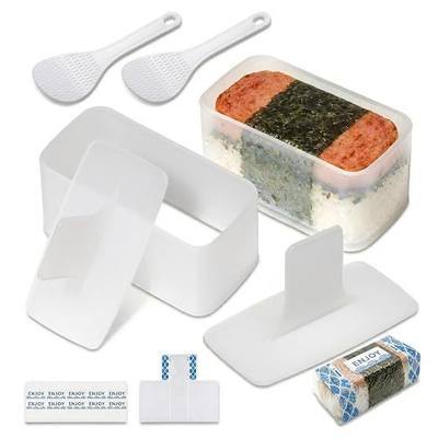 2PCS Musubi Press Mold, Spam Musubi Mold Kit - BPA-Free Non-Stick Spam Musubi Mold, Includes 5 Packaging Bags & Stickers for Hawaiian Sushi, Kimbap & Rice Press Mold
