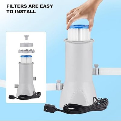 1000 GHP Above Ground Pool Filter Pump, 1000 Gal Pool Pump for Above Ground Pools, High Flow Above Ground Pool Pump System for Clean and Clear Water - Gray 1000 GHP