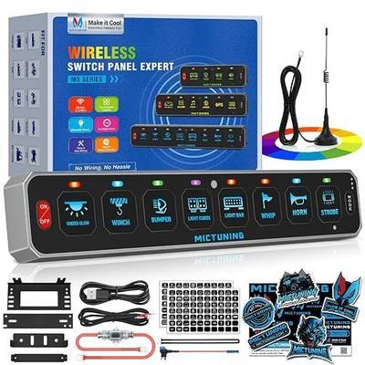 MICTUNING MS-W 8 Gang Slim Wireless Switch Panel, 208FT Range Multi-Panel Control, Toggle Momentary Strobe Pulsed Flash, RGB Dimmable Backlit, Circuit Relay System Box, No Drilling for Car RV UTV