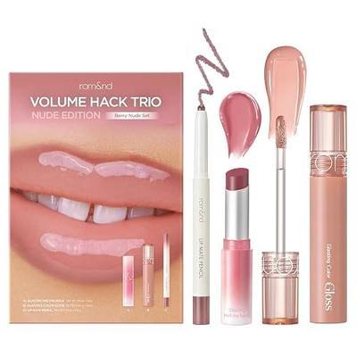 rom&nd Volume Hack Trio Lip Combo Set | Berry Nude Set Lip Kit | Lip Set | Glossy, Matte & Liner Trio Lip Combo| Hydrating, Buildable & Versatile| K Beauty Makeup Kit | Berry Nude Set