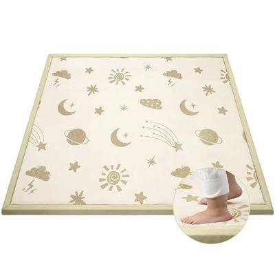 1.2" Thick Play Mat for Floor & Playpen 59"×71", Star | High-Density Foam Mat · Soft Plush Carpet with Non-slip Bottom for Infant Toddler Baby Crawling Playing