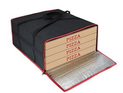 Insulated Pizza Delivery Bag 20"x20"x8", Thermal Pizza Warmer Carrier, Holds 4 Boxes, Premium Hot Food Bag for DoorDash & UberEats, Black