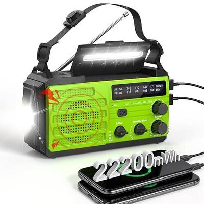 Emergency Weather Radio, 22200mWh Hand Crank Emergency Radio with NOAA/AM/FM, Dual USB Output for Family, 3-Mode Flashlight & SOS Alarm, Portable Solar Crank Radio for Emergency Supplies Survival Gear