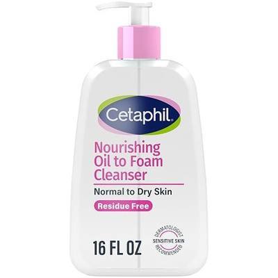 Cetaphil Nourishing Oil to Foam Facial Cleanser, Dry Skin, 16 fl oz | Hydrating Facial Cleanser, 24-Hour Moisture, Non-Stripping, Gentle For Normal To Dry Skin, Dermatologist Recommended