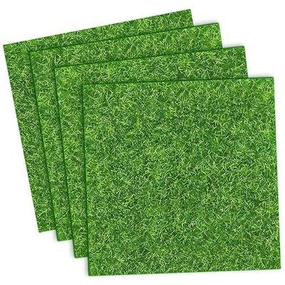 4 Packs 6x6 Inch Cuttable Artificial Grass Squares, Realistic Fake Grass Mats, Mini Craft Turf Tiles for Fairy Garden Accessories, Dollhouse Decor, DIY Craft and Diorama Supplies