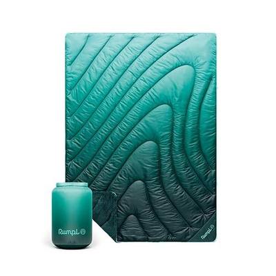 Rumpl Fleece Puffy Blanket with Fleece Liner and Weather Resistant Shell, Throw, Jade Fade