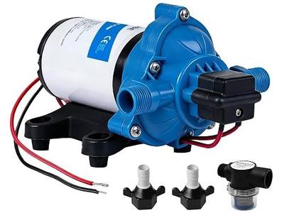 DC HOUSE 33 Series 12V RV Water Pump 3.5GPM 45PSI, 3-Chamber Diaphragm Pump with Built-in Pressure Switch, Quiet Self-Priming Demand Pump for Camper, Boat, Cabin, Off-Grid System