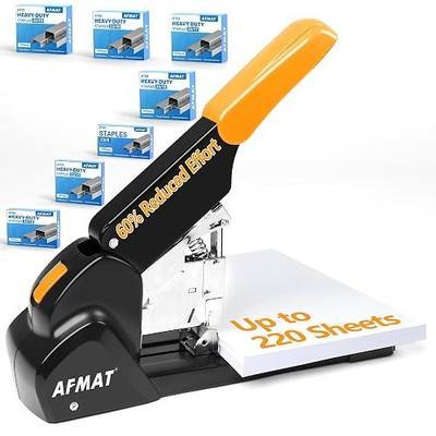 AFMAT Heavy Duty Stapler 220 Sheets, Large Staplers for Desk with 7000 Staples, 60% Reduced Effort, 50,000+ Uses, Jam Free, Adjustable Paper Depth, Metal Classroom Office Desktop Stapler, ES15