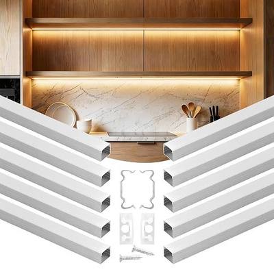 VEVOR 10-Pack 6.6 ft/2M Plus-Size U Shape LED Aluminum Channel, with Milky Cover, End Caps and Mounting Clips, Aluminum Profile for LED Strip Light, Easy Installation, for Under Cabinet Ceiling Coves