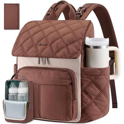 LOVEVOOK Diaper Bag Backpack With Pocket For Large Capacity Cup,Multi-Function Baby Travel Bag For Mom Dad,Waterproof Baby Bag for Boys Girls with Changing Pad,Insulated Bag,Stroller Straps,Brown