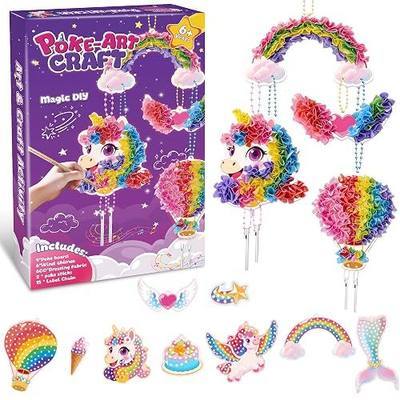 Richgv Poke-in Art Unicorn Wind Chime Decor Kit, Mess-Free DIY Craft Toy, Screen-Free Activity, Toys for Ages 4-9 Girls, Christmas Stocking Stuffers & Birthday Gifts