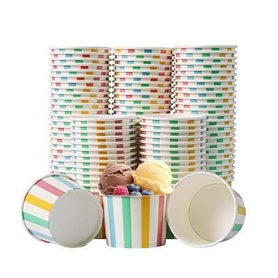 PakTalk 12oz Disposable Ice Cream Bowls - Colorful Striped Disposable Dessert Bowls, Leakproof for Hot Soup & Cold Dessert, Ideal for Parties & Family Use (120 pack, 12, ounces)
