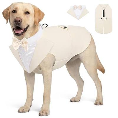 AOFITEE Dog Tuxedo Formal Dog Suit and Bandana Set, Gentle Dogs Wedding Party Suit Bow Tie Shirt, Tuxedo for Medium Dogs Costume Outfit with Detachable Bowtie Collar for Christmas Halloween Dress Up
