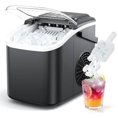 Countertop Ice Maker Machine with Handle 26lbs/24H, Ice Ready in 6 Mins, Auto-Cleaning Portable Ice Maker with Basket, Quiet Operation