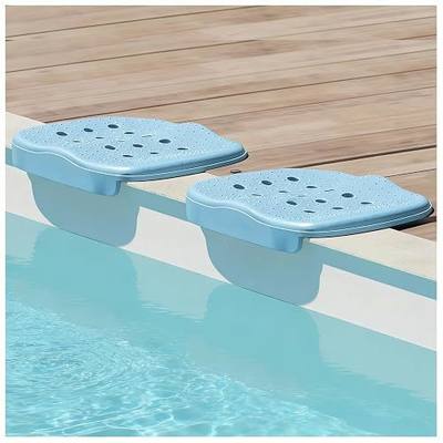 Poolside Seat Cushion, Pool Seat for Edge of Pool, Portable Outdoor Chair Mat with Carry Bag, Non-Slip & Quick-Drain for Swimming Pool, Patio, Deck, Hot Tub Bench (Blue, 2 PC)