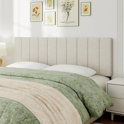 Befurtori King Size Headboard Only, Upholstered Headboard King Size for Adjustable Bed Linen Fabric Wall Mounted Head Board with Solid Wood Legs and Height Adjustments, Beige