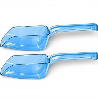 Plastic Ice Scoop for Freezer, 2-Pack, 8 oz Each, Clear Blue Ice Scoops | Two 8 oz small plastic ice scoops, each with a grip handle, for ice machines, ice makers, freezer bins and ice buckets