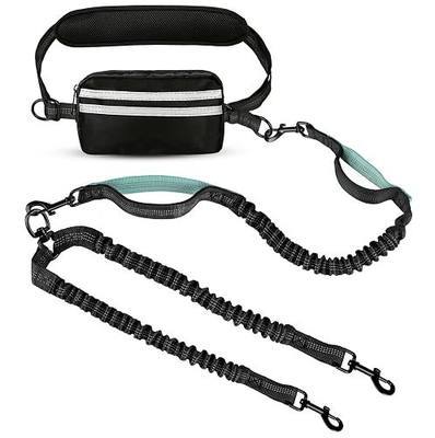 Hands Free Dog Leash,Dog Leashes for Medium Dogs,No Tangle | Two Dog Leash No Tangle,Double Dog Leashes with Waist Belt,Zipper Pouch,Two Shock Absoring Bungee,Detachable Waist Bag Belt