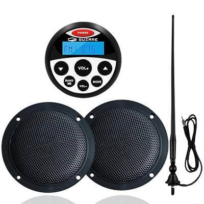 Marine Bluetooth Audio System Package, Boat FM/AM Gauge Radio Receiver with Antenna & 4" Waterproof Speakers for Yacht, ATV, UTV, Golf Cart