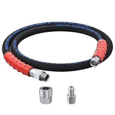 5FT Pressure Washer Whip Hose 3/8'', 4800PSI Jumper Hose Reel Connector Steel Wire Braided with 3/8'' Quick Connect Adapter Set for Power Washing