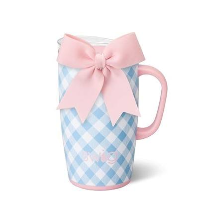 Swig Life 18oz Insulated Travel Mug with Handle & Lid, Gingham | Triple Insulated Stainless Steel - Handle & Lid Included - Keeps Coffee Hot or Cold - Cup Holder Friendly