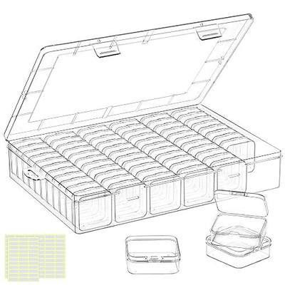 DILIBRA Large Bead Organizer Box, 66 Pcs Small Clear Storage Containers with Labels, Mini Bead Organizers and Storage Craft Case with Handle for Jewelry Bracelet Screws Seeds Diamonds Arts Small Parts