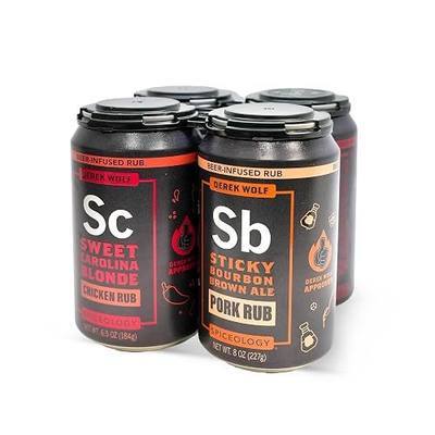 Spiceology Derek Wolf 4-Pack Beer-Infused BBQ Rub Set | Sticky Bourbon Brown Ale, Sweet Carolina Blonde, Garlic Chile Lager, Big Bad BBQ Ale