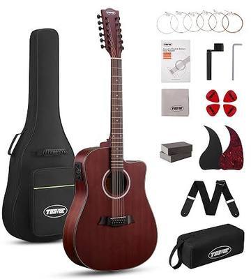 Tostar 12 String Acoustic Electric Guitar for All Players, Natural | 42" Full Size, Rich 12-String Tone, Spruce Top & Mahogany Body, Built-In EQ/Tuner, Matte Finish for Stage & Home Playing