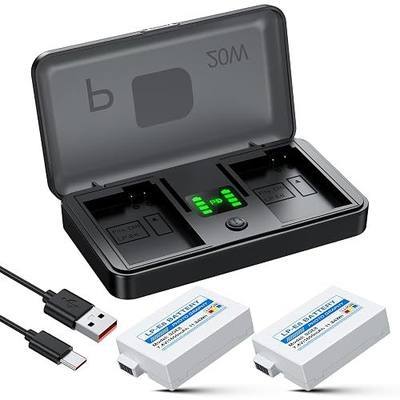 LP-E8 Battery 1600mAh (2-Pack) with PD 20W USB Fast Charger & LED Display | Set for Canon Rebel T2i, T3i, T4i, T5i, 550D, 600D, 650D, 700D, Kiss X4, X5, X6, X6i, X7i, Rechargeable Batteries Case