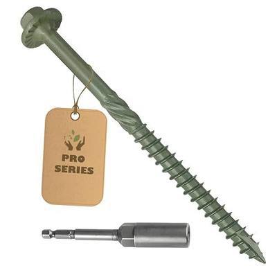 Lag Screws #14 x 5 Inch Wood Screws, Heavy Duty Structural Timber Screws with Exterior Green Rust-Resistant Coating, Lag Bolts for Construction, Deck, Landscaping (Hex Socket Included, 25-Pack)