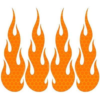 4 Pack Flame Stickers - 5.25 Inches Waterproof, UV Printed, & Pet Diamond Reflective, Self-Adhesive Fire Flame Decals for Cars, Helmets, Trucks, Motorcycles, Outdoor Use