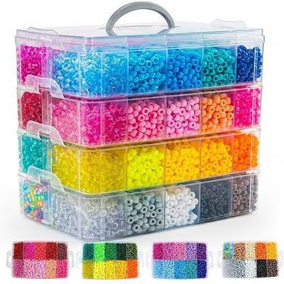 14000Pcs Pony Beads Kit, 40 Colors Rave Kandi Beads for Bracelet Making Kit with Glow Beads Bulk for Hair Braiding Large Hole DIY Keychain Jewelry Making Craft Kits (Jumbo Kit, 9.2LB)