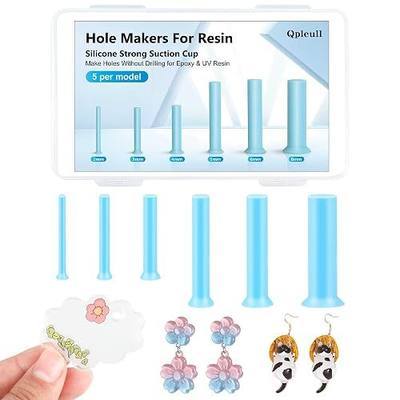 Qpleull 30 Pcs Resin Hole Makers with 6 Sizes (2/3/4/5/6/8mm), No Drill Hole Punch Tool for Resin Jewelry Making, Keychain, Earring, Ornaments, DIY Craft Supplies (Blue)