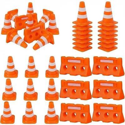 60Pcs Mini Traffic Cones Set with Fences for Road Building,and Educational Play | Perfect Mini Construction Cones Toys and Essential Construction Party Supplies