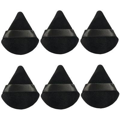 RockFancy Powder Puff Triangle 6Pcs for Loose Setting Powder, Foundation, Soft Velour Face Makeup Puff, Washable Wet/Dry Sponge for Under Eye, Contour, Nose, Sturdy Design with Low Absorption, Black
