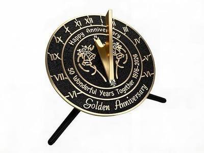 Brass Sundial with Pedestal for 50th Wedding Anniversary | Elegant 2026 home or garden decor gift for him, her, parents, or couples celebrating 50 years together