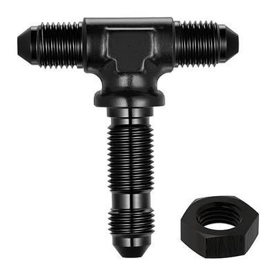 EVIL ENERGY 3AN Male Flare Bulkhead on Side Tee T Fitting Adapter, Bulkhead Tee with AN3 Nut Aluminum Black