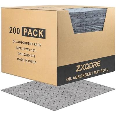 Oil Absorbent Pads, 5.5 oz Oil Absorbent Mat 16" x 18" 200 Pack | Oil and Water Absorbent Pads, Oil Cleanup Absorbers for Leaks & Drips, Spill Mat for Industrial Garage Workshop