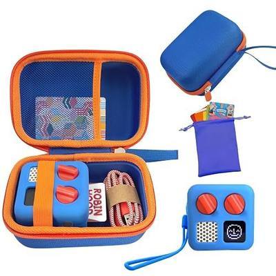 Hard Carrying Case and Silicone Cover for Yoto Mini, Protective Travel Carrier for Kids and Adventure Jacket with Card Pouch 3 in 1 Accessories Set for Yoto Mini Player, Blue