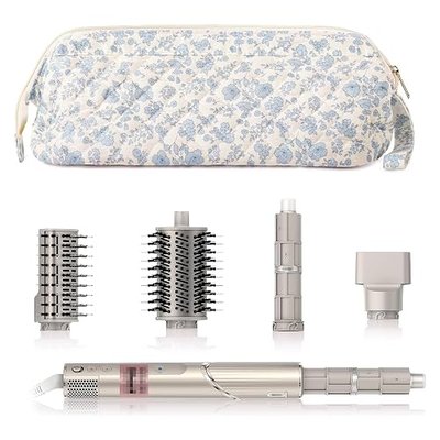 Quilted Hair Tool Travel Bag, Shark Flex Style Travel Case For Dyson Hair Dryer Airwrap Bag, Curling Iron Bags Quilted For Shark Dyson Revlon Organizer Accessories (Blue flowers)