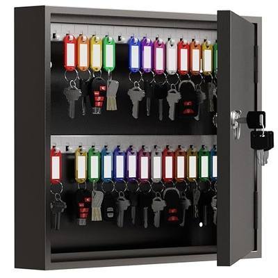 60 Key Lock Box, Commercial Key Cabinet with Key Tags,Wall Mount Key Box | Key Management App (Record Key Borrow/Return) &Magnetic Closure Door,Organizer Keys for School, Office, Apartment, Property