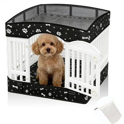 Dog Playpens Cover and Bottom Mat Set,Playpen Not Included, Non-Slip Dog Crate Covers 36 Inch, Dog Playpen Bottom Pad, Washable Reusable Puppy Playpen Pad for Pet PlayPen, Dog Kennel Covers 36 Inch