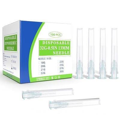32Gauge 1/2 Inch Luer Lock Needle Disposable 32 Ga Luer Lock Needles for Precision Refilling of Glues, Inks, and Adhesives, Sterile Individually Wrapped,100 Pack
