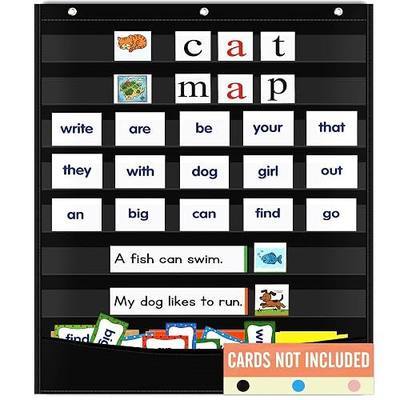 Standard Pocket Chart for Classroom - 7+1 Black Pocket Chart for Alphabet Learning Word Wall Calendar Daily Schedule Sentence Strips Sticker Display, Teacher Supplies for Preschool Kindergarten & Home