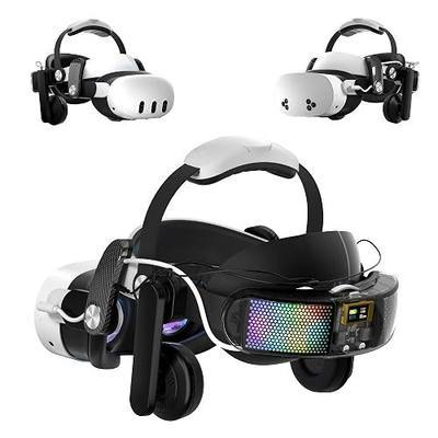 Head Strap for Meta Quest 3/3S, Audio VR Head Strap with 10000mAh Battery & Detachable Speakers, Charge and Use Headphones Simultaneously, Carbon Fiber Design, Fast Charging VR Accessories