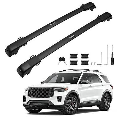 Powerty 300LBS Roof Rack Cross Bars for 2020-2026 Ford Explorer Accessories with Raise Side Rails, Heavy Duty Lockable Roof Rails Crossbars Rooftop Cargo Basket Luggage Accessories