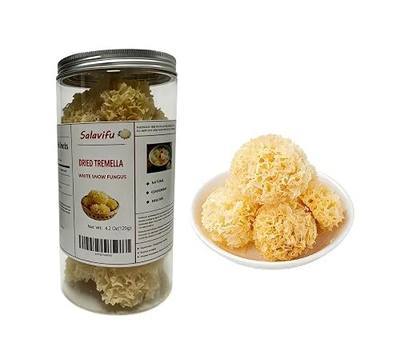 4.2oz(120g) White Snow Fungus Mushroom Tremella Dried Snow Fungus Whole Tremella Mushroom White Woodear Mushroom for Cooking All Natura 银耳 去根椴木小银耳 雪耳 易出胶