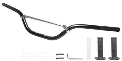 Universal 7/8" 22mm Dirt Bike Handlebar Set,Choice of Mid or High-Rise Aluminum Handlebars with Anti-Slip Grips & Crossbar for Pit Bike, Dirt Bike,ATV, Quad,Motorcycle (Black, Mid Rise Handlebar)