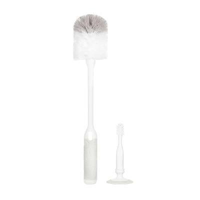 Ubbi Deluxe 2-in-1 Baby Bottle Cleaning Brush Set, Oat | Includes Nipple Brush with Suction Cup, Standing Bottle Brush, Dishwasher Safe, Baby Registry Essential